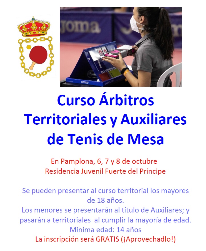Curso de &aacute;rbitros territoriales y auxiliares (6, 7 y 8 de octubre, Pamplona)